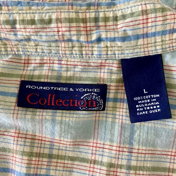 Roundtree & Yorke Collection Short Sleeve Button-Down Shirt Men's Large - Picture 6 of 7